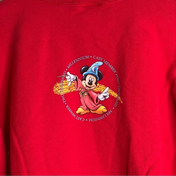Vintage Disney Cast Member Fantasia Red Sweatshirt Pullover Cotton Blend Size L - Picture 10 of 14